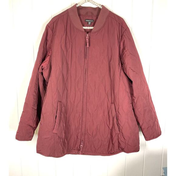 Universal Standard Women's Burgendy Full Zip Quilted Jacket Size 2X - Picture 1 of 6